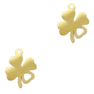 Stainless Steel - Rostfrei Stahl Anh&auml;nger Gl&uuml;cksklee Gold