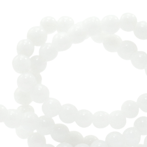 4 mm Naturstein Perlen Jade White