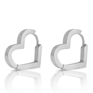 Ohrringe aus Stainless Steel - Rostfreiem Stahl Herz Silber