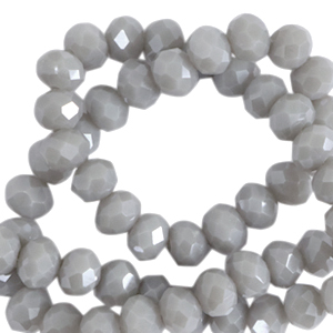 Top Glas Facett Perlen 8x6 mm rondellen Cloudy grey-pearl shine coating