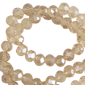 Top Glas Facett Perlen 8x6 mm rondellen Latte beige-pearl shine coating