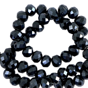 Top Glas Facett Perlen 6x4 mm rondellen Black-pearl shine coating