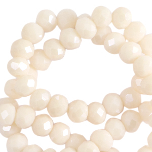 Top Glas Facett Perlen 6x4 mm rondellen Pristine beige-pearl shine coating