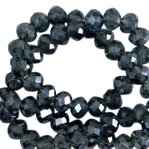 Top Glas Facett Perlen 3x2mm rondellen Interstellar blue-pearl shine coating