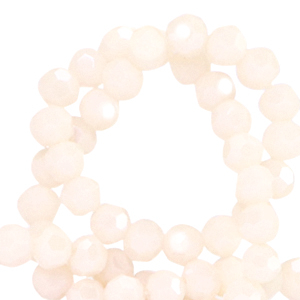 Top Glas Facett Perlen rund 4mm Pristine beige-pearl shine coating