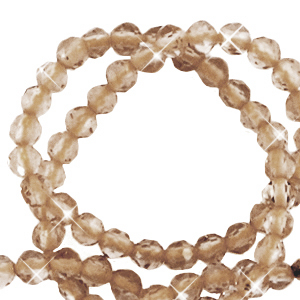 Naturstein Perlen Facett geschliffen 3mm Light topaz-pearl shine coating