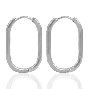 Ohrringe aus Stainless Steel - Rostfreiem Stahl Creolen oval Silver
