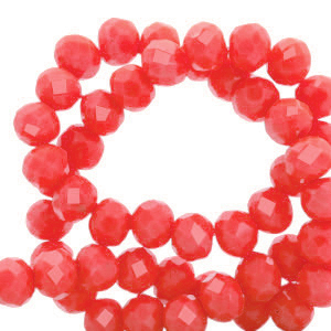 Top Glas Facett Perlen 4x3mm rondellen Vermilion red-pearl shine coating