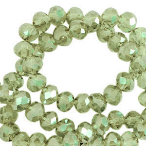 Top Glas Facett Perlen 3x2mm rondellen Vineyard green-pearl shine coating