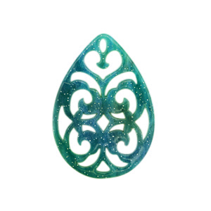 Resin Anh&auml;nger Tropfen Barock 38x27mm Ocean green