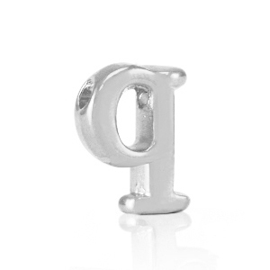 Metall Perlen Buchstabe DQ Q Antik silber (Nickelfrei)