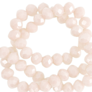 Top Glas Facett Perlen 4x3 mm rondellen Buttercream beige-pearl shine coating
