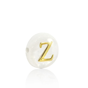 Muschel-Perlen S&uuml;&szlig;wasserperlmutt Buchstaben Z Gold-white (Naturliche Farbe Muschel)