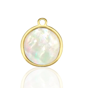 Stainless Steel - Rostfrei Stahl Anh&auml;nger 12mm shell White (Naturliche Farbe Muschel)-gold