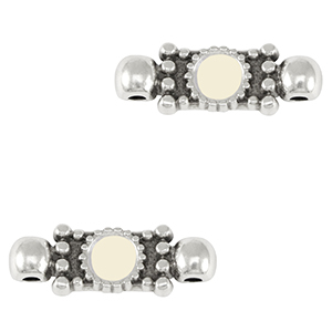 Metall Anh&auml;nger DQ Zwischenst&uuml;ck Antik silber-ivory white (nikkelvrij)
