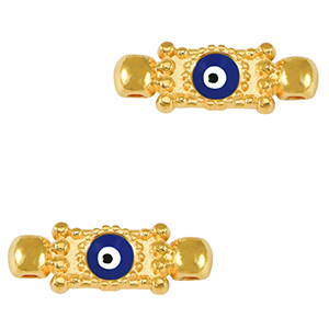 Metall Anh&auml;nger DQ Zwischenst&uuml;ck Nazar Auge Gold-dark blue (nikkelvrij)