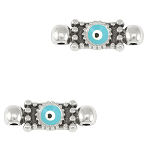 Metall Anh&auml;nger DQ Zwischenst&uuml;ck Nazar Auge Antik silber-light blue (nikkelvrij)