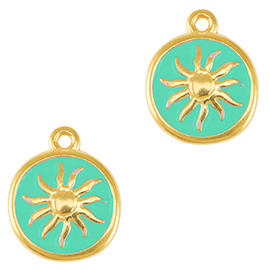 Metall Anh&auml;nger DQ Sonne Gold-veraman blue (nikkelvrij)