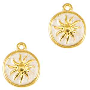 Metall Anh&auml;nger DQ Sonne Gold-pearl white (nikkelvrij)