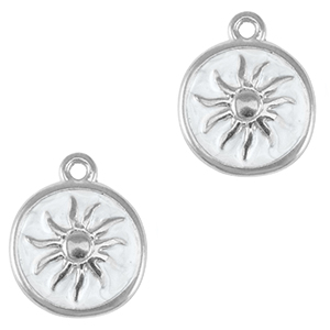 Metall Anh&auml;nger DQ Sonne Antik silber-pearl white (nikkelvrij)