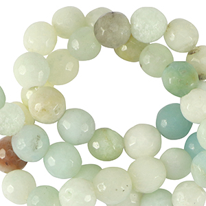 Naturstein Perlen Chalcedon (Quarz) 8mm Facett geschliffen Multicolour turquoise blue