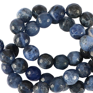 Naturstein Perlen Sodalith 6mm Facett geschliffen California blue