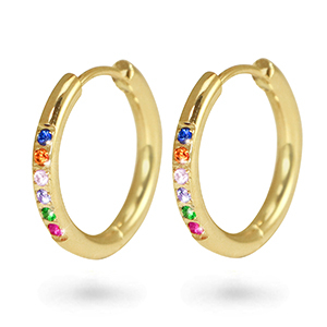 Ohrringe aus Stainless Steel - Rostfreiem Stahl Creolen Zirkonia 19mm Gold
