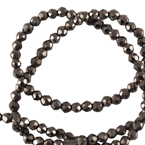 Top Glas Facett Perlen rund 2mm Black-pearl shine coating