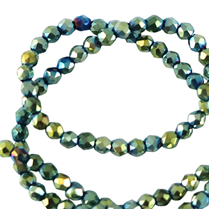 Top Glas Facett Perlen rund 2mm Multicolour green-AB coating