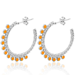 Ohrringe aus Stainless Steel - Rostfreiem Stahl Creolen 30mm Silver-orange