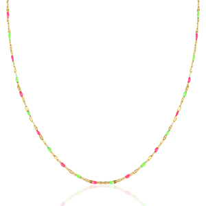 Ketten aus Stainless Steel - Rostfreiem Stahl Neon pink-green-gold