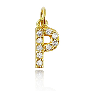 Brass TQ Metall Anh&auml;nger initial P Gold