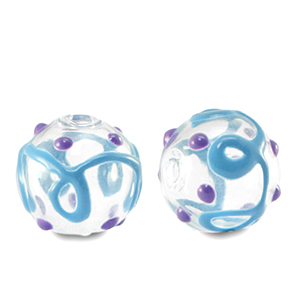 Glasperlen Handbemalt Transparent-blue purple