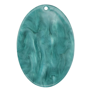Resin Anh&auml;nger Oval Petrol blue