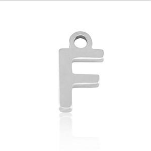Stainless Steel - Rostfrei Stahl Anh&auml;nger Initial F Silver