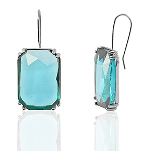 Ohrringe / Ohrstecker aus Kristallglas Rechteck Blue-silver