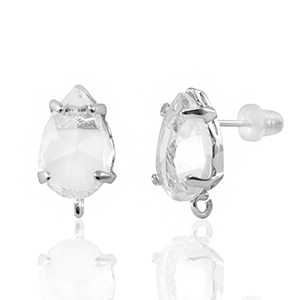 Ohrringe / Ohrstecker aus Kristallglas mit &Ouml;se Tropfen Crystal-silver