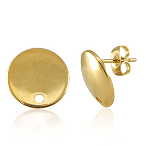 Stainless Steel - Rostfrei Stahl Schmuckzubeh&ouml;r Ohrringe / Ohrstecker mit &Ouml;se 13mm Gold