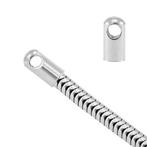 Stainless Steel - Rostfrei Stahl Schmuckzubeh&ouml;r Endkappen f&uuml;r Gliederkette Schlangen &Oslash;3.4mm Silber