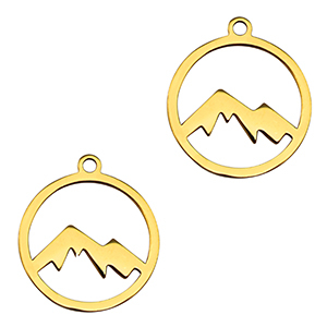 Stainless Steel - Rostfrei Stahl Anh&auml;nger Berg Gold