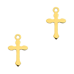 Stainless Steel - Rostfrei Stahl Anh&auml;nger Kreuz Gold