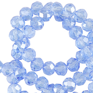 Top Glas Facett Perlen 8x6mm rondellen Finley blue-pearl shine coating