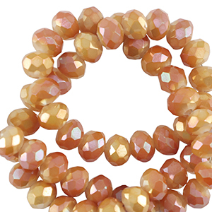 Top Glas Facett Perlen 8x6mm rondellen Shiny orange-pearl shine coating