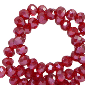 Top Glas Facett Perlen 6x4mm rondellen Raisin torte red-amber coating
