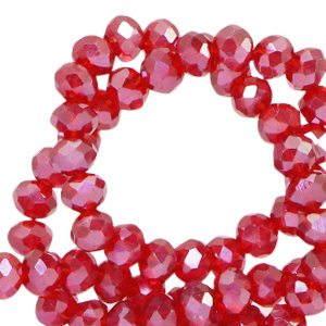 Top Glas Facett Perlen 4x3mm rondellen Raisin torte red-pearl shine coating