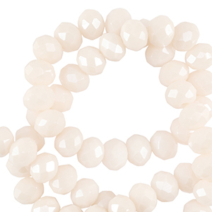 Top Glas Facett Perlen 4x3mm rondellen Vanilla white-pearl shine coating
