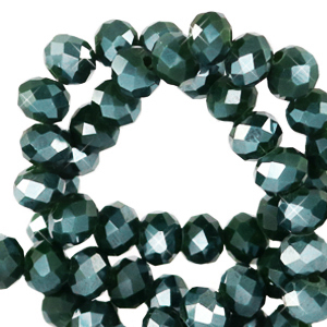 Top Glas Facett Perlen 3x2mm rondellen Forest green-pearl shine coating