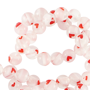 Millefiori-Perlen Herz 6mm Transparent-red