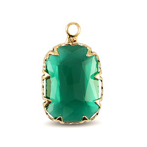 Anh&auml;nger Kristallglas Rechteck Classic green-gold