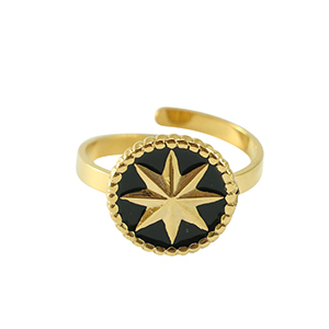 Ringe aus Stainless Steel - Rostfreiem Stahl Stern Gold-black